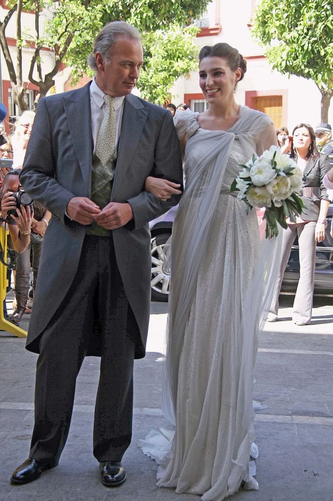 BERTIN OSBORNE CON SU HIJA EUGENIA DURANTE SU BODA CON JUAN MELGAREJO EN JEREZ DE LA FRONTERA 16/04/2011 JEREZ DE LA FRONTERA