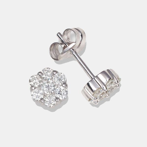 pendientes flor plata