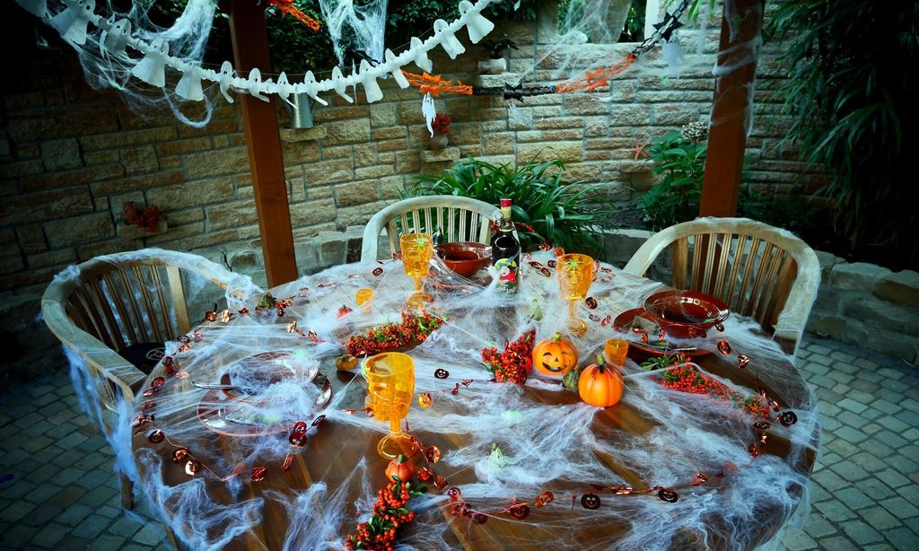 set table for a halloween evening