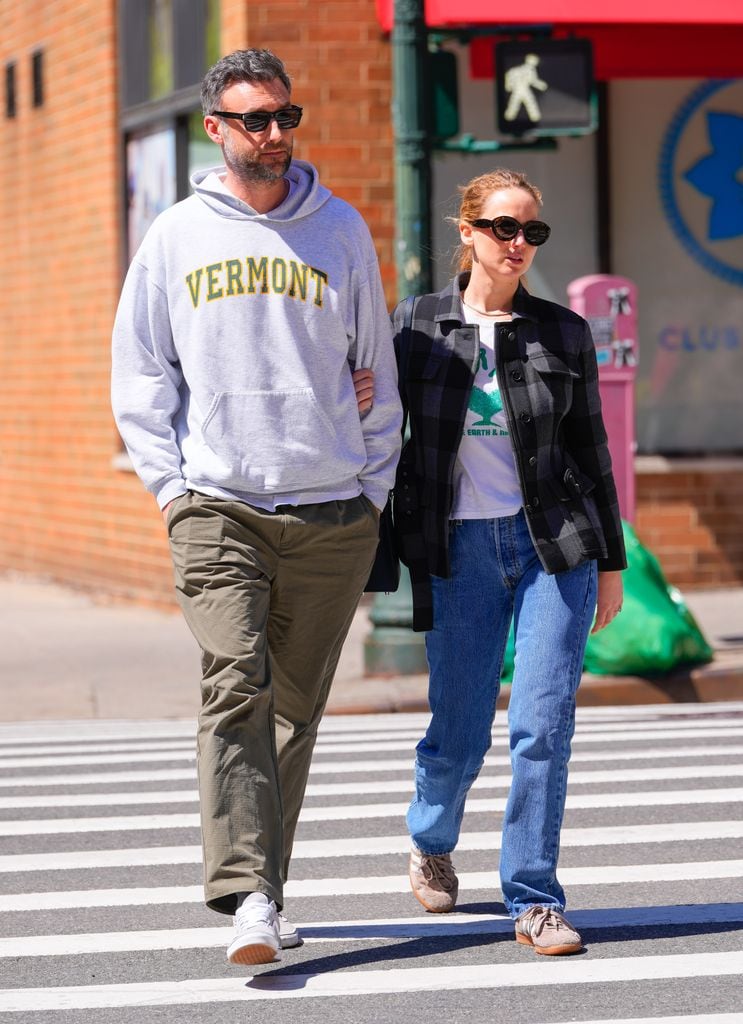 NEW YORK, NEW YORK - APRIL 10: (EXCLUSIVE COVERAGE) Cooke Maroney and Jennifer Lawrence are seen on April 10, 2023 in New York City. (Photo by Gotham/GC Images)