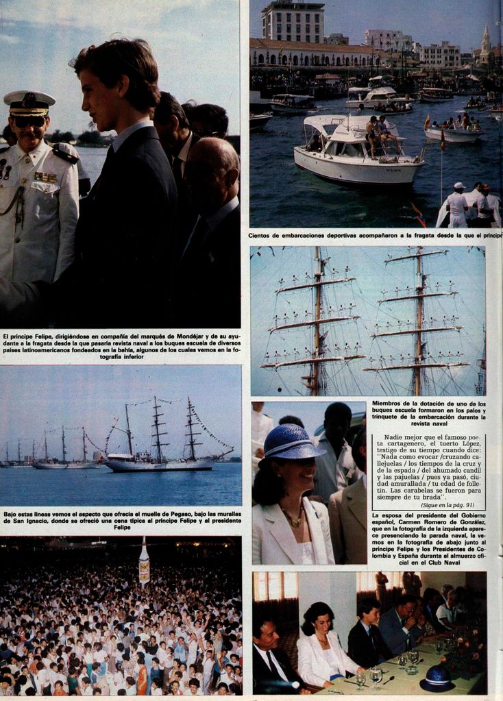 Junio 1983. Cartagena, Colombia. Primer viaje en solitario del príncipe de Asturias, Felipe de Borbón.