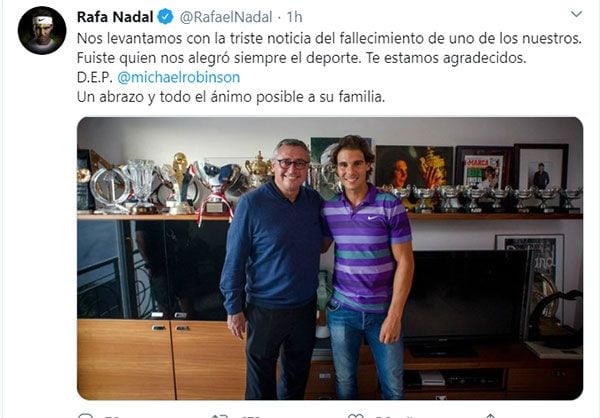 Rafa Nadal se despide de Michael Robinson