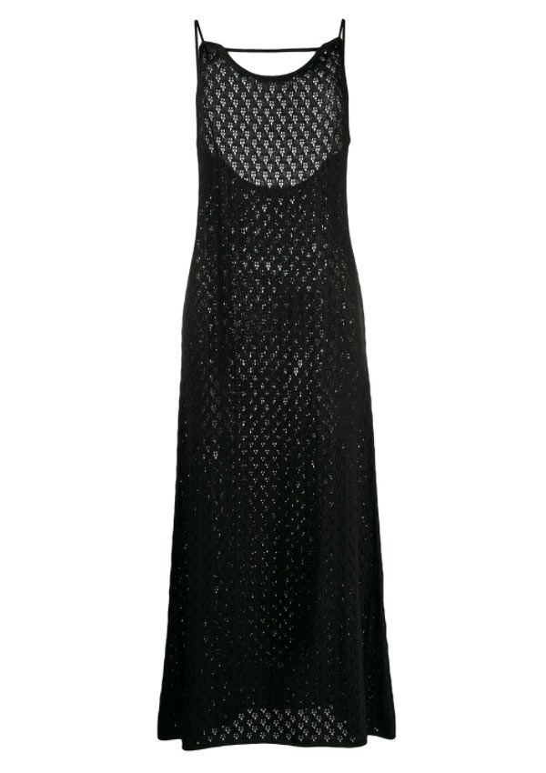 vestido negro crochet