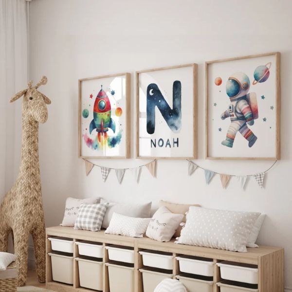 posters infantiles espacio personalizado etsy