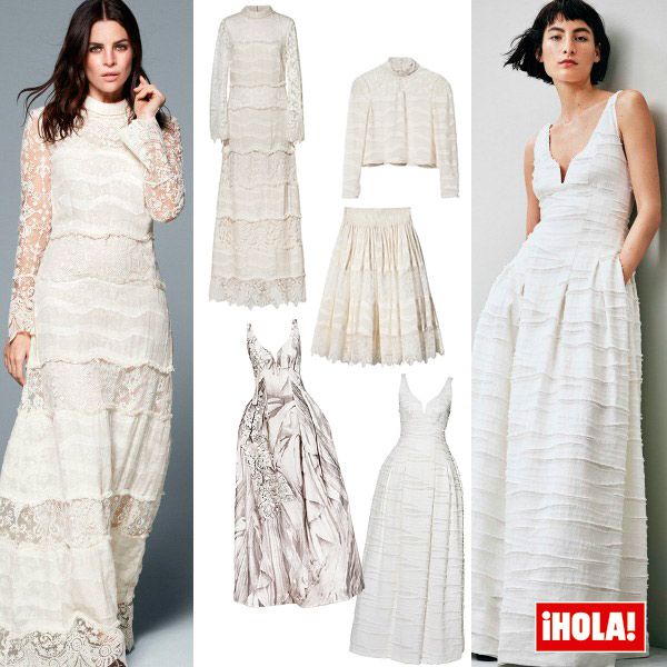 Vestido de novia princesa de jacquard en color blanco, de H&M (199 €).
