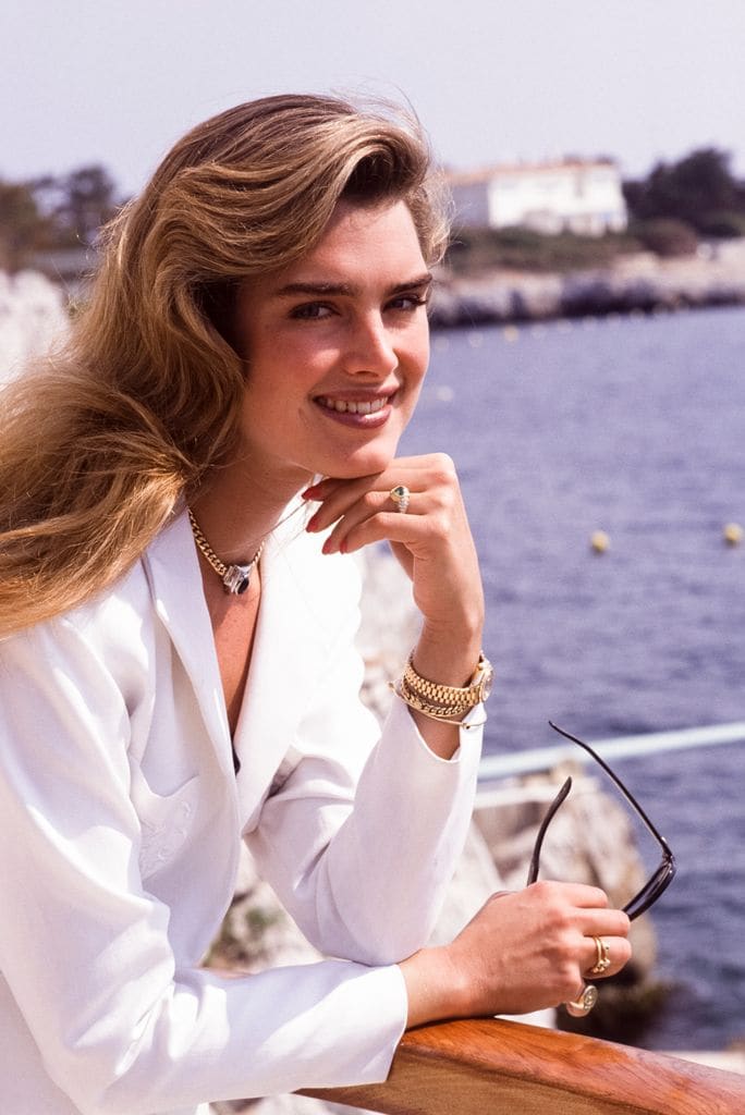 Brooke Shields lors du Festival de Cannes en mai 1989, France.