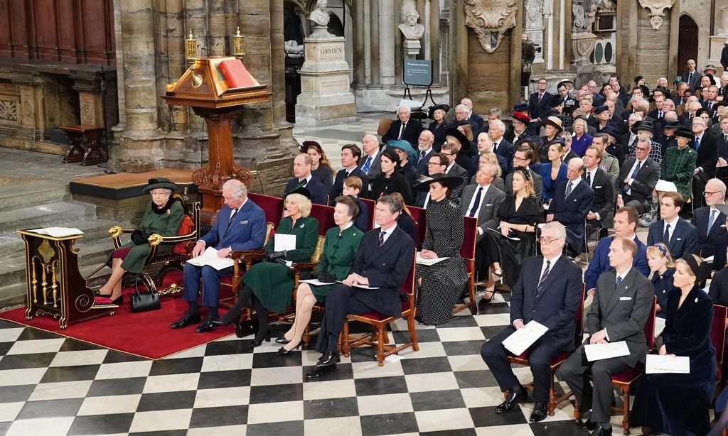 Beatrice and Charlotte were caught sharing a sweet moment during the memorial service on March 29