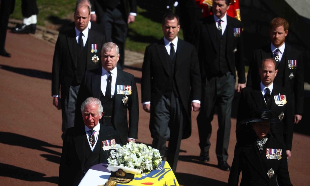 Principe Harry en el entierro del duque de Edimburgo