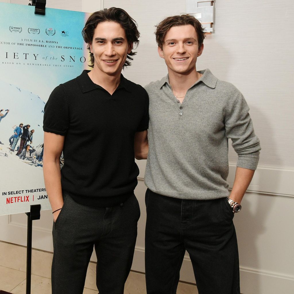 enzo vogrincic and tom holland attend netflix 39 s society of the snow los angeles tastemaker screening at the london west hollywood