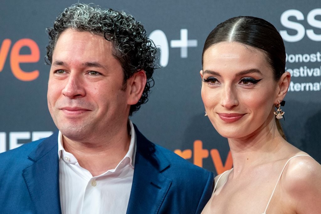 Musician Gustavo Dudamel and actress Maria Valverde at photocall for premiere of Distancia de Rescate during the 69th San Sebastian Film Festival in San Sebastian, Spain, on Monday, 20 September, 2021.