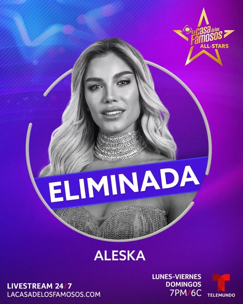 Aleska Genesis, the fifth eliminated from 'The house of the famous All-Stars'