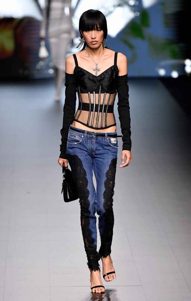 dolce gabbana skinny jeans encaje a