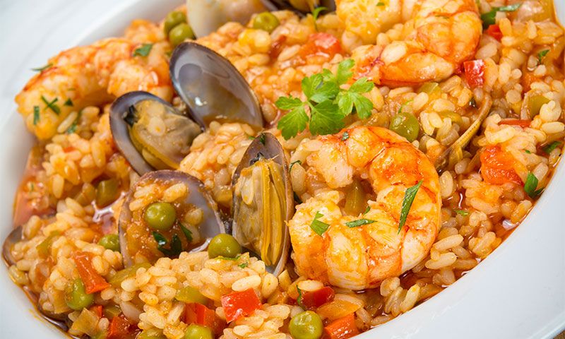 Arroz meloso de almejas y gambas
