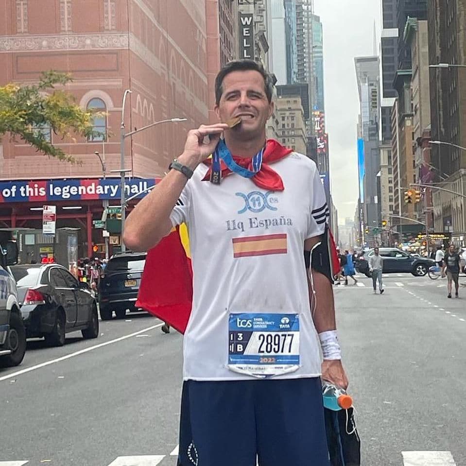 Cosme Primo de Rivera, tras correr la maratón de Nueva York.