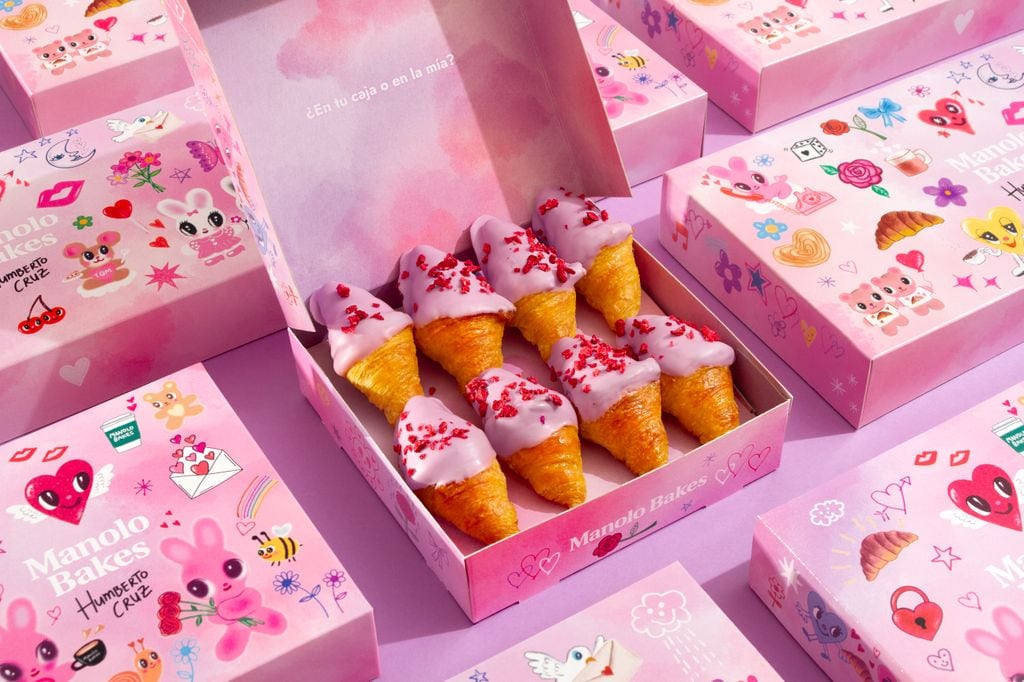 Manolo Bakes se une al artista Humberto Cruz para celebrar San Valentín con un 'packaging' especial y un nuevo sabor: cherry Boom, cereza y fresa liofilizada.