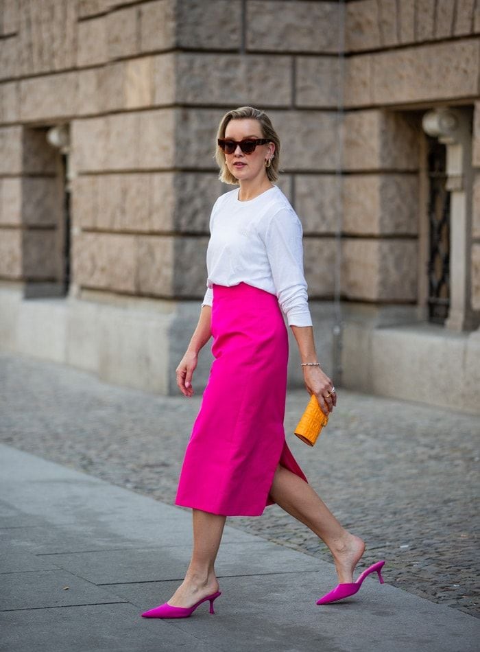 falda fucsia camiseta a