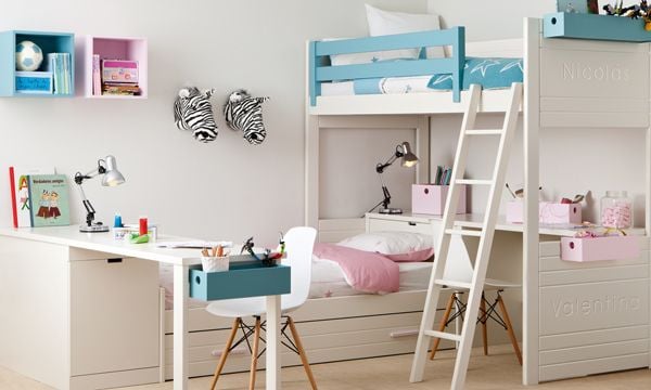 La distribución de los muebles, clave fundamental de un buen dormitorio infantil para dos