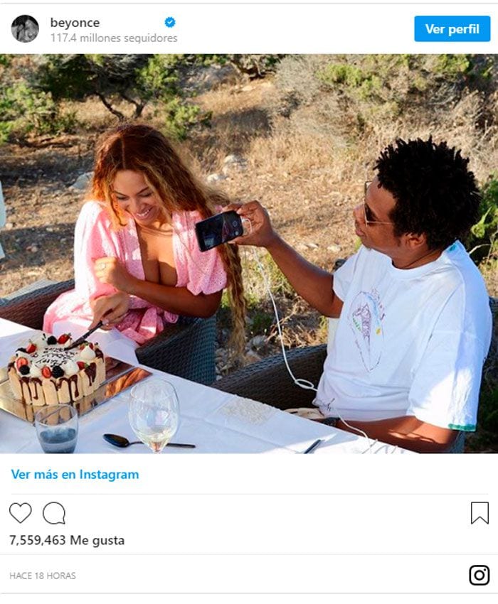 Beyoncé y Jay Z durante la celebración del cumpleaños de la cantante