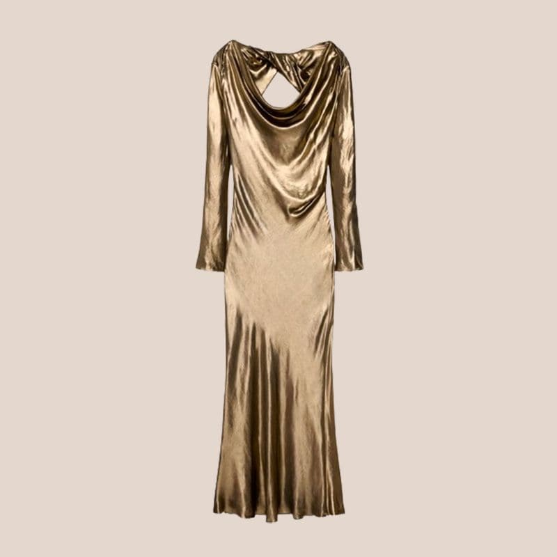 vestido dorado zara