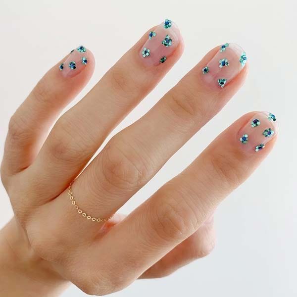 manicura flores purpurina