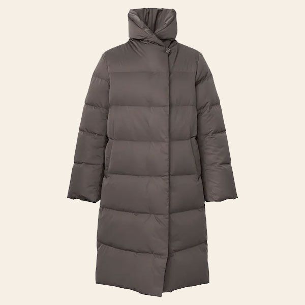 uniqlo plumas largo abrigo acolchado mujer largo