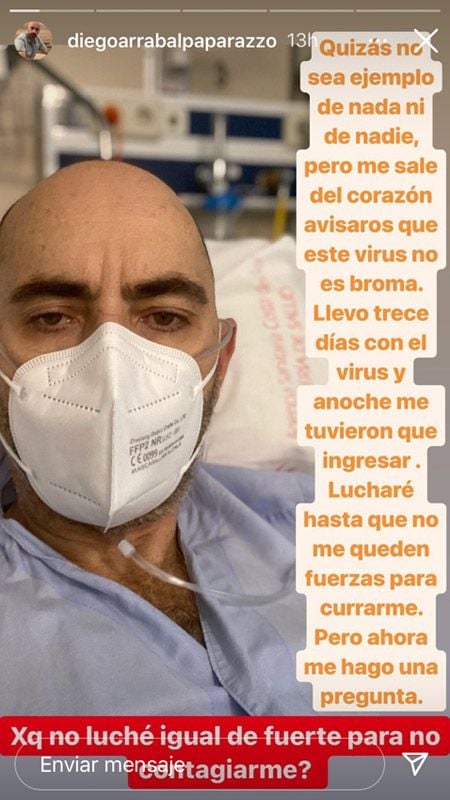 Diego Arrabal, ingresado por coronavirus