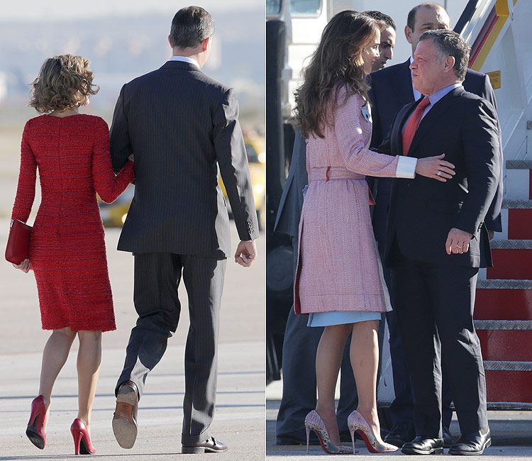 Don Felipe y doña Letizia -cogidos del brazo- se encaminaban al encuentro con los Reyes de Jordania
