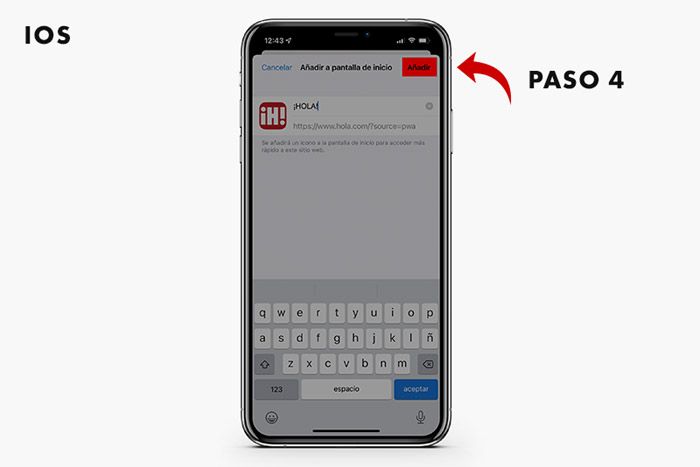 Acceso directo Hola.com ios