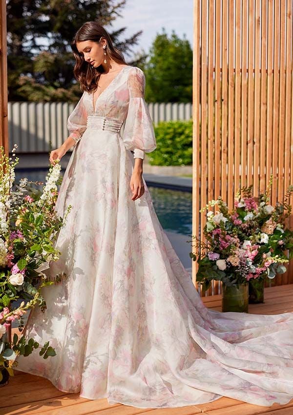 rosa clara vestido novia flores