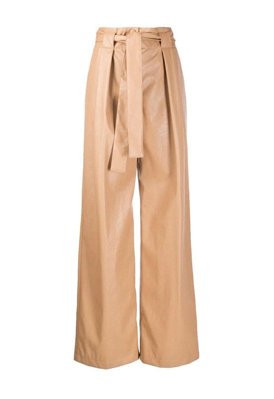 pantalones cuero camel farfetch