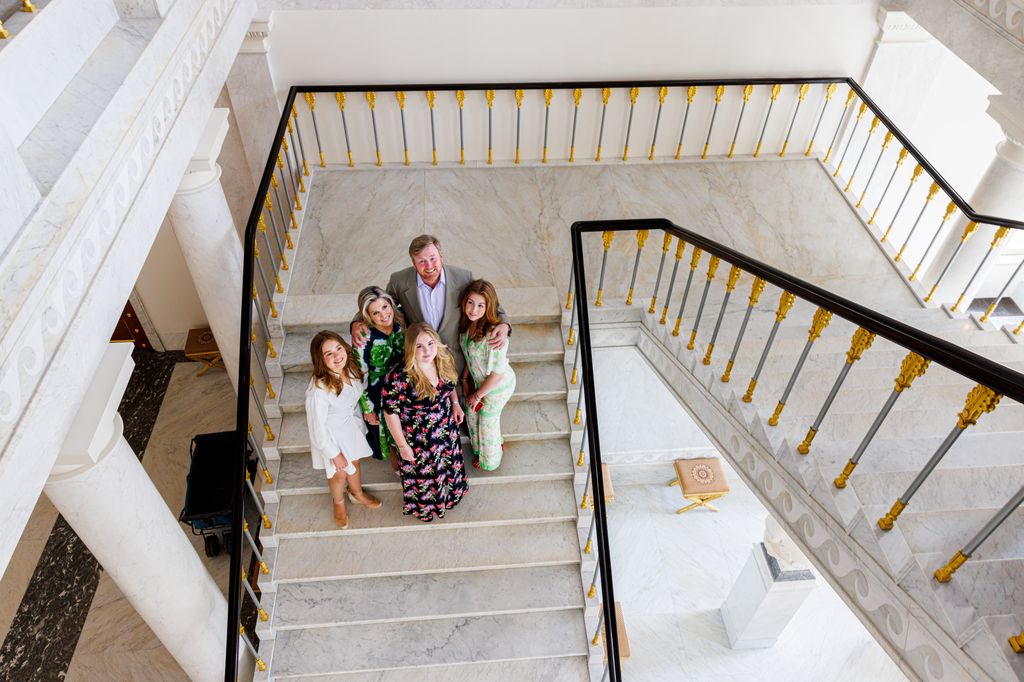 Guillermo, Máxima de Holanda con sus hijas en el Palacio Noodeinde en junio de 2022