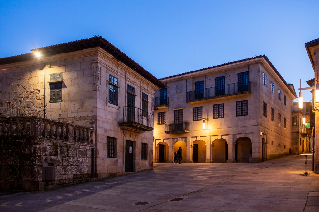 Una de las localizaciones donde se está grabando 'Las hija de la criada' es en la plaza A Leña de Pontevedra