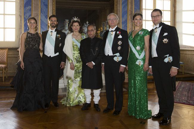 El gran salón Mar Blanco y la Galería de Carlos XI fue abierta para celebrar la cena de gala del presidente indio, los mismos espacios que el próximo 13 de junio se engalanarán para celebrar la boda de Carlos Felipe y Sofia Hellqvist
