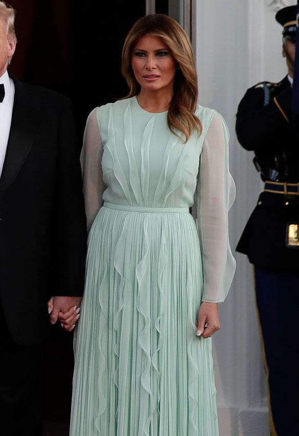 melania trump edad vestido verde menta