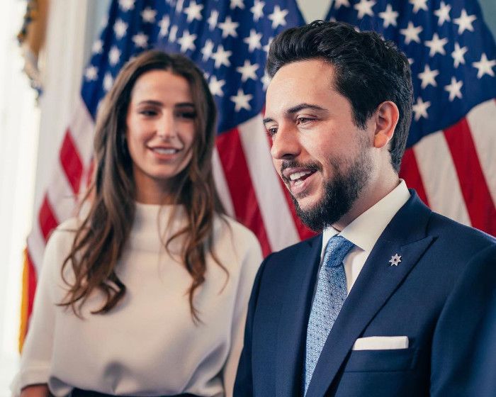 Hussein de Jordania y Rajwa Alseif en el Capitolio