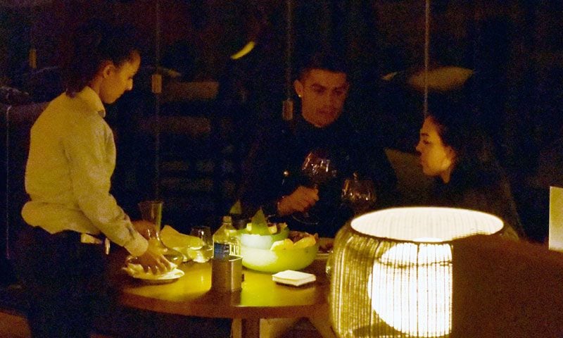 Georgina Rodríguez y Cristiano Ronaldo cenando