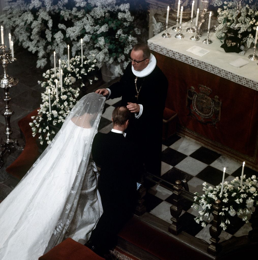 Benedicta de Dinamarca en su boda con con Ricardo Casimiro, VI príncipe de Sayn-Wittgenstein-Berleburg 