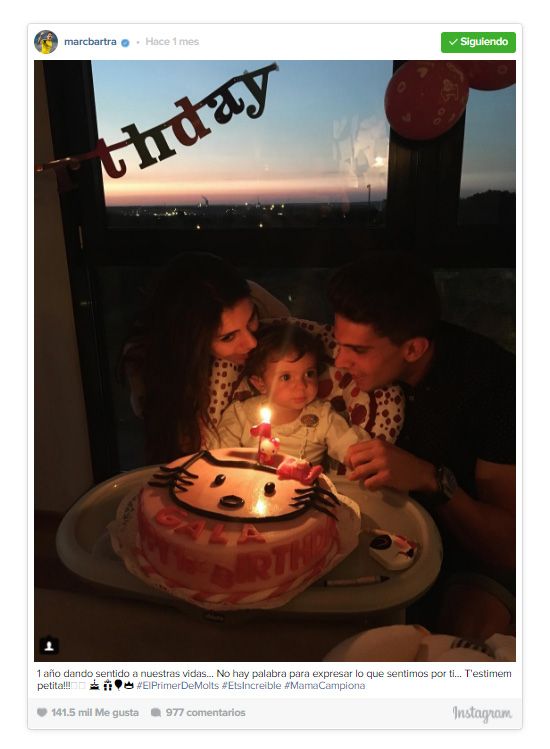 Uno de los acontecimientos más bonitos que Melissa Jiménez y Marc Bartra han celebrado en Alemia ha sido el primer cumpleaños de su hija Gala el pasado 18 de agosto
