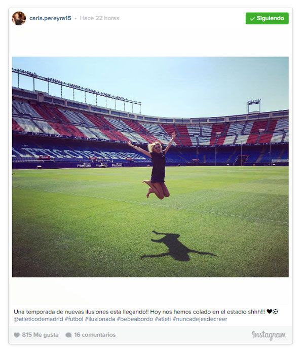 Tras disfrutar de unas idílicas vacaciones en aguas caribeñas y pasar unos días en Argentina, Carla ha regresado a Madrid con las pilas bien cargadas y con ganas de que empiece la Liga, a juzgar por esta imagen 
