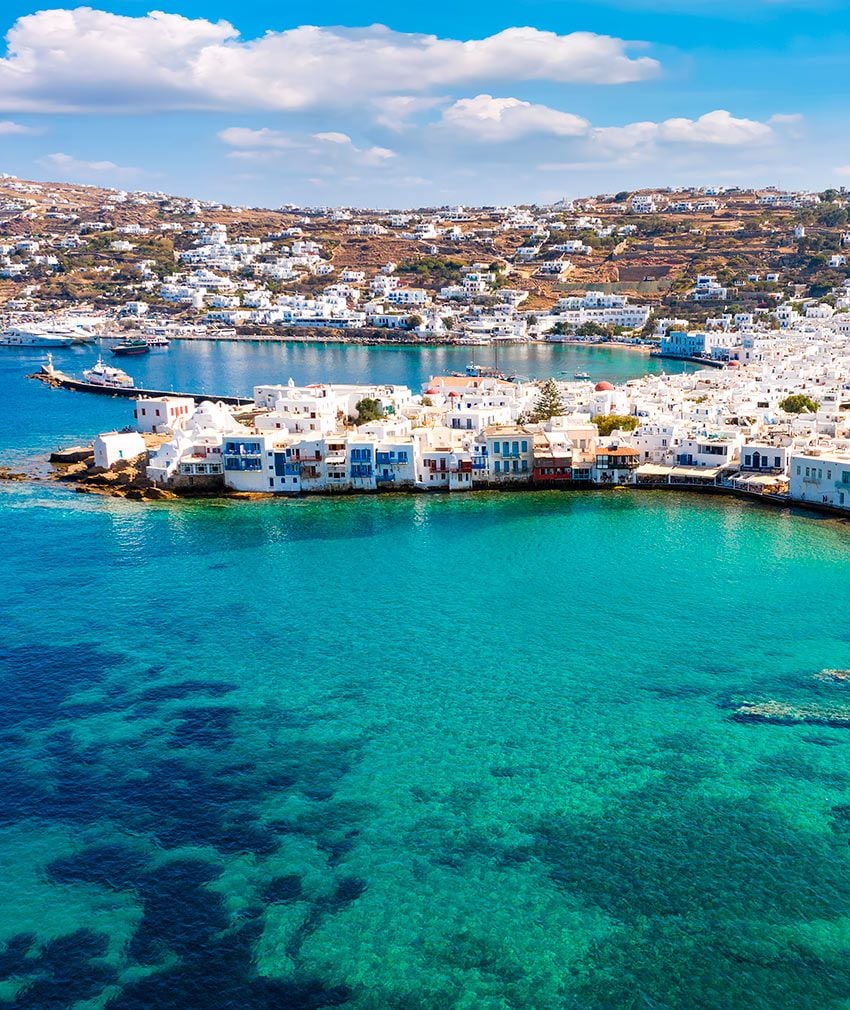 Vista aérea de Mykonos 