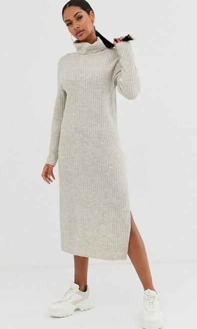 Chunky Midi Dress With Side Split In Recycled Blend de Asos