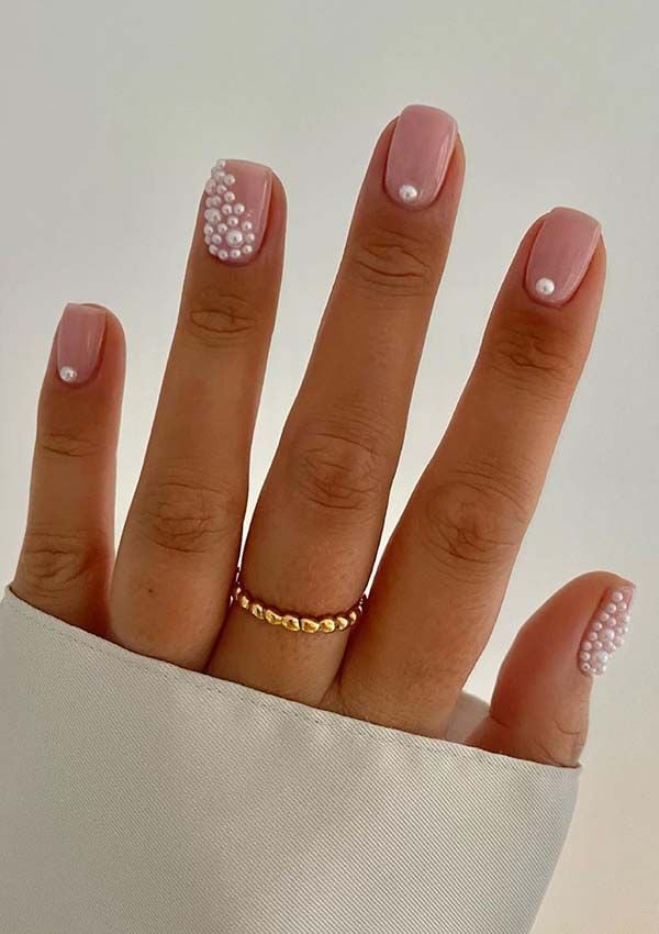 manicura perlas diseno degradado