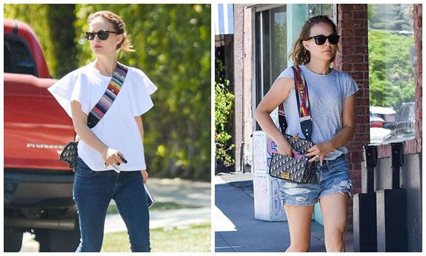 Natalie Portman lleva un bolso clásico como accesorio