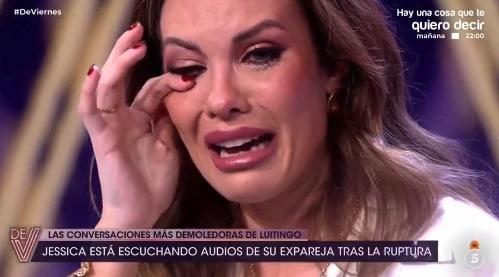 Jessica Bueno rompe a llorar al descubrir las duras palabras de Luitingo:  'Estoy en shock'