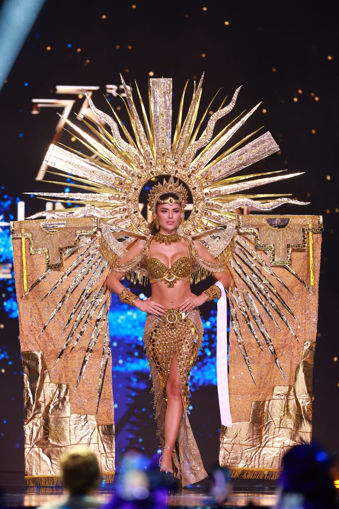 MEXICO CITY, MEXICO - NOVEMBER 14: Miss Peru Tatiana Calmell participates in the The 73rd Miss Universe Competition - Preliminary Competition at Arena Ciudad de Mexico on November 14, 2024 in Mexico City, Mexico. (Photo by Hector Vivas/Getty Images)