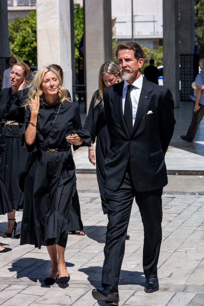 Pablo y Marie-Chantal de Grecia en el funeral de Miguel de Grecia el 1 de agosto de 2024