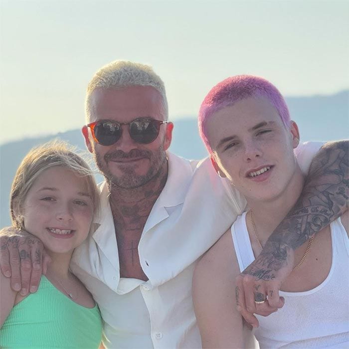 David Beckham y sus hijos Cruz y Harper