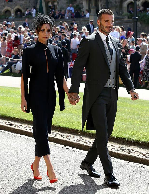 David y Victoria Beckham en la boda de Harry y Meghan en 2018
