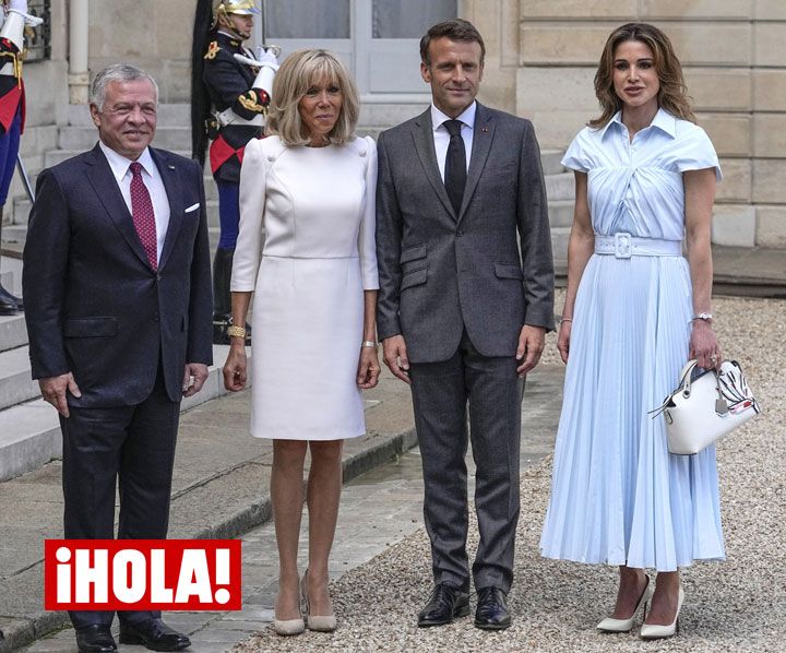 Rania de Jordania y su vestido New Look frente al minimalismo de Brigitte Macron