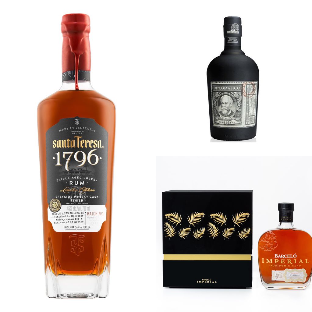 Rones: Santa Teresa 1796, Diplomático Reserva Exclusiva y estuche de Barceló Imperial